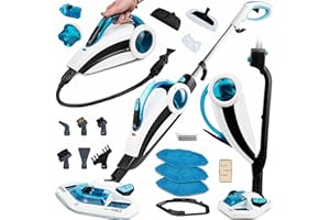 ‎YOER Yoer CleanSlide SMC01W, Dampfmop mit Handwaschanlage, 6 m Reichweite, 400-ml-Tank, Zubehörsatz, Schnellaufheizung, Drehfuß, für Teppiche, Polster, Teppichböden, weiß