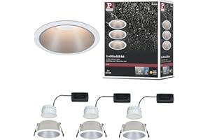 Paulmann 93410 Luminaria empotrable LED Cole redonda incl. 3x6,5 W, foco empotrable regulable, blanco, plateado, lámpara empotrable, plástico, aluminio zinc, foco de techo 2700 K