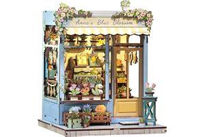 CUTEBEE Book Nook Kit - Dockslåssats Bygg Själv, DIY Miniatyriskt Hus Av Lugnande Blommor, 3D Träbokstöd, Kreativ Bokhyllsdekoration, Gåvor (Anna's Blue Blossom)