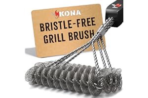 Kona Safe/Clean grillborste – borstfri BBQ-grillborste för utomhusgrill – 100% rostbeständig grillrengöring i rostfritt stål – säker för porslin, keramik, stål, gjutjärn, grillgåva
