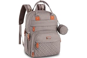 BabbleRoo Baby Changing Bag Backpack, Nappy Changing Back Pack Diaper Bags with Changing Mat & Pacifier Holder for Mom & Dad