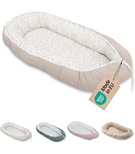 Nid De Bébé PaLulli 120x60 Cm XXL 2 Côtés - 100% Coton - Plumes Marron - Pour Lit Bébé Et Voyage