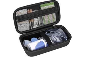 Elonbo Étui de transport portable inhalateur nébuliseur pour adultes et enfants, asthme inhalateur joint voyage case, support de machine nébuliseur Maillé portable, noir. Cas seulement