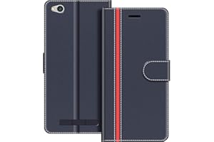 COODIO Funda para Xiaomi Redmi 5A, Magnético Funda con Tapa para Xiaomi Redmi 5A, Azul Oscuro/Rojo