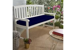KISAA LIVING Waterproof Garden Bench Cushion 3 Seater for Patio Furniture Kitchen/Dining Bench Indoor Outdoor Comfortable Modern Thick Cushion With Zipper Removable Washable Cover (3 seater 143x52x6cm, Navy)