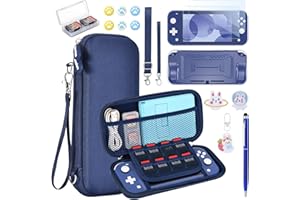 Funda NS Switch Lite - innoAura Accesorios NS Switch Lite 17 en 1 con Carcasa de Transporte de Switch Lite, Carcasa de videojuegos de Switch, Protector de Pantalla de Switch Lite, Soporte Switch(Azul)