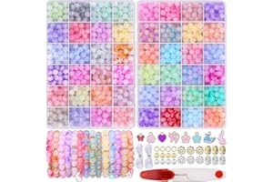 Neuytiky 8 mm Rond Perles pour Bracelet, 48 Couleurs Perles en Verre Pierre Naturelle avec Boîte, 1700 Pièces Naturelles pour Bracelet avec Accessoires, Kit Fabrication Bijoux de DIY