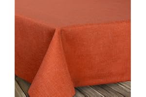 ‎BEAUTEX BEAUTEX fleckenabweisende und bügelfreie Tischdecke - Tischtuch mit Lotuseffekt - Tischwäsche in Leinenoptik, Eckig 110x160 cm, Terracotta