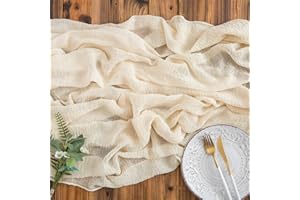 AOKSUNOVA Bieżnik Tkanina Muślinowa Beżowy Kremowy 3m Sernik Bieżnik Ślub 300x80 cm