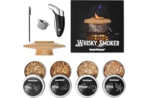 TOYS4BOYS Whisky Smoker Set - Premium Whiskey Smoker Kit with Wood Chips, Dome, Lighter and Cleaning Tools - Perfect Whisky Gift for Enhancing Flavour and Presentation (No Butan)