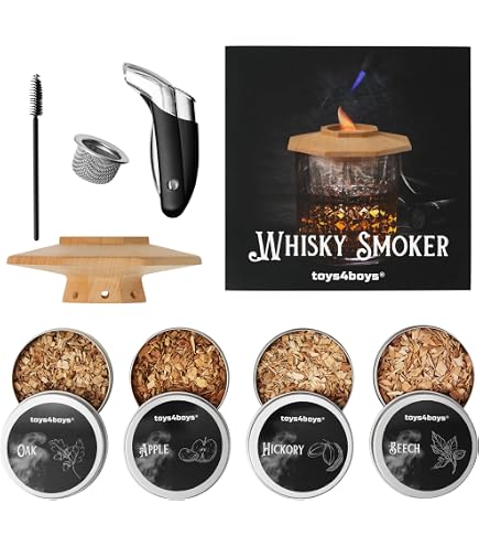 Kit Fumoir à Cocktail - 4 Copeaux Bois (noyer, Chêne, Cerisier, Pomme) - Pour Whisky, Café, Barbecue
