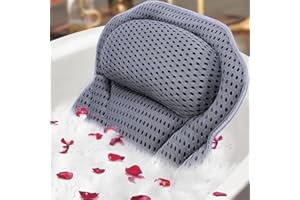 ADOV Luxury Bath Pillow, Non-Slip Comfortable Bathtub Pillow with 6 Suction Cups, Ergonomic 4D Air Mesh Headrest Cushion for Head, Shoulder, Neck and Back Support Home Spa Hot Tub Jacuzzi