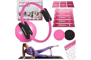 Goocrun Pilates Ring Set Exercice Equipment avec Bandes d'exercice Bands de résistance Set, Pilates Ball, Sliding Disks - Workout Equipment Home Gym Comprend Un Guide de Fitness Complet