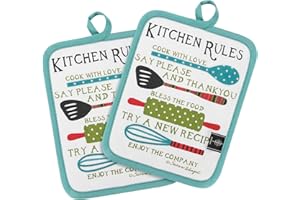 BONTHEE Presine in cotone 2 pezzi presine resistenti al calore per cucinare accessori da cucina - azzurro