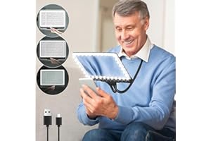 NZQXJXZ 5X Rechargeable Hands Free Magnifying Glass with Light, Flexible Gooseneck 24x18cm Full Page Magnifier for Reading 43 Ultra-Bright LED Light for Neck Wear Repair Sewing Low Eyesight Seniors