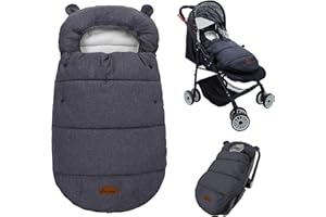 AMO NENES Infant Footmuff for Stroller, Cute Bear Warm Baby Stroller & Baby Carrier Cover, Keep 0~12month Babies Protected in Cold, Thick Waterproof Carseat Cover for Newborn Infant Boys Girls (Dark Gray)