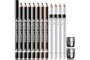 Noerrors Barber Pencil Set for Lineup Beard Shaping Guide Pen 12Pcs Magic Hairline Pencils with Sharpener Barber Chalk White Black Dark Brown Light Brown for Men Makeup Design