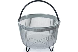 BASHLEY 6QT Cestello Vapore,Cestello Verdura,Cestelli Per Cottura,Acciaio INOX Con Manico Per Instant Pot Accessories,Fits Most A Pressione Pot - Verdure A Vapore, Uova - Nero