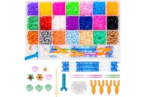 QILZO Pudełko Bransoletki Gumowe 5870 sztuk Silikonowe paski do robienia kolorowych bransoletek DIY Zabawka dla dziewczynek i chłopców Pierścienie Naszyjniki Zestaw bransoletek