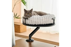 noviclass® Katzenbett LEVI | Katzenbett Schreibtisch | Katzenplattform | Für Tische und Fenstersims | Inkl. 2 Betten | Cord-Design Grau | Robust und modern (Schwarz)