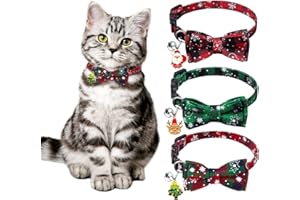 QIZHIQIAMY Collar de Gato Navideño, 3 PCS Pajarita Perro Navidad, Collares de Navidad para Mascotas, Collares Navideños para Gatos a Cuadros, Regalos de Navidads para Perros y Gatos (A)