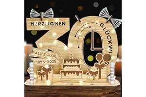 Belillpipi 2025 Originelle 30 Geburtstag Deko Geburtstag Holz mit LED, Frauen & Männer Geldgeschenke Geburtstag Pixel Retro Holz-Schild Gästebuch für Geschenke, Partys, Geburtstage, Jubiläum