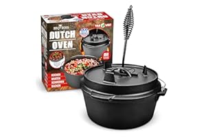 BBQBOSS BBQ BOSS Dutch Oven [5L Kapazität] Gusseisen – Topf – Schmortopf – cast iron – Feuertopf – Gulaschkessel – Mit Deckel