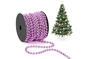 CHUANGDI 21 m Weihnachten Perlenkette Weihnachtsbaum Perlengirlande Dekoration Weihnachtsbaumschmuck 4 mm Kunststoff Perle Christbaumschmuck Perlenband für Hochzeit Kostüm DIY Party Zubehör (Rosa, 15m, 6mm)