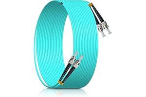 XWYWX 0.5M(2PCS) ST/UPC a ST/UPC MM OM3 DX LSZH 3.0mm Cable Jumpers de Fibra Óptica ST a ST Multimodo 50/125μm Dúplex ST-ST Conexión Puente Fiber Optic Patch Cord-XTUTU321-0.5