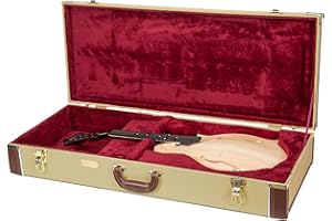 Crossrock Hard-Shell Wooden Case fits F-Style Mandola-Stainless Steel Latches, Sponge Lining, Metal Feet, Storage Space-Vinyl Tweed (CRW620MLTW-R)