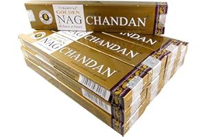 VIJAYSHREE Räucherstäbchen Sparset. 12 Packungen a 15g Ca 180 Sticks Golden Nag Chandan - Sandelholz