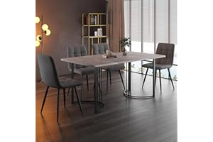 Oslghy Juego de Comedor Mesa Extensible y 4 Sillas, Juego de Mesa Extensible y 4 Sillas Cocina, 140x80x75 cm Mesa de Comedor Rectangular 4 Personas, Modern Dining Table and Chair Set (Grey)
