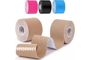 HONYAO® Kinesiologitejp 2 Stycken, Kinesiology Tape (5m×5cm), Fysiotejp för Axlar, Rygg, Knän, Armbågar och Nacke, Sporttejp, Hudvänlig, Elastisk & Vattentät