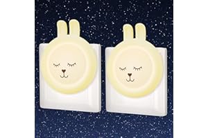 ANNMORE Lampka nocna z motywem zająca z czujnikiem zmierzchu, 2 sztuki, przenośna lampka nocna do karmienia piersią, na schody, toaletę, korytarz, piwnicę, do pokoju dziecięcego