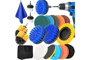 YOCOLE 20 Piezas Cepillo Taladro, 8 Cepillos Electrico Giratorio Limpieza Hogar, Juego de Atornillador Inalámbrico Drill Brush para Llantas, Coche, Baño, Alfombras, Suelos, Azulejos