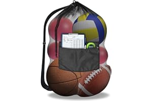 BROTOU Broto Torba na 10-15 piłek, worek ze sznurem i paskiem na ramię, wielofunkcyjna torba do przenoszenia piłek, piłka nożna