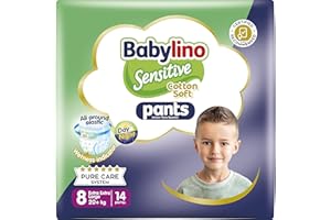 Babylino Sensitive Cotton Soft Pannolini Mutandina Taglia 8, Pants XXL (20+ Kg), 14 Unità