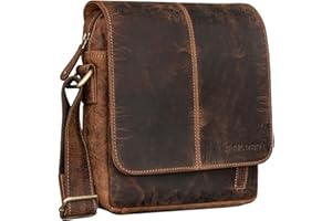 STILORD "Matt Ledertasche Männer klein Vintage Umhängetasche Schultertasche Herrentasche für 9,7 Zoll iPads Tablet Herrenhandtasche Messenger Bag Echtes Leder Farbe:mocca - dunkelbraun