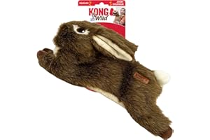 KONG Wild Low Stuffing Jouet pour chien – Lapin – Jouet en peluche durable avec couineur – Rembourrage minimal pour moins de désordre – Jouet à mâcher doux pour chiens de petite, moyenne et grande
