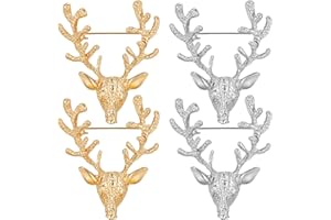 GALPADA 4 Stück Weihnachtsbrosche Blinkend: Hirschkopf Brosche Damen, Weihnachtsanstecker Weihnachtsassesoires Jubiläumsgeschenke Anstecknadel Weihnachten Hirsch Broschen Für Kleidung Männer Frauen