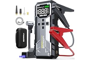 VOLTSURGE Batería Externa de Coche 6000A con Compresor de Aire, Booster de Arranque 160 PSI para 12V (Todos Motores Gasolina y Diésel hasta 10L) - Powerbank y Linterna LED