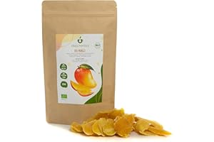 IDDA HERBAL Mango orgánico seco (250g), tiras de mango orgánico seco de cultivo orgánico controlado, sin gluten, sin lactosa, probado en laboratorio, vegano, tiras de mango 100% natural sin aditivos