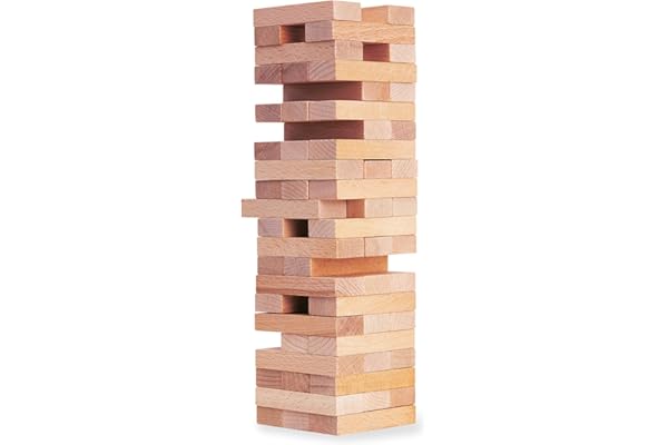 Eichhorn 100002466 Jeu d'empilage pour Toute la Famille, Tour d'équilibre, en Bois Non traité, 54 pièces, Convient aux Enfants à partir de 5 Ans