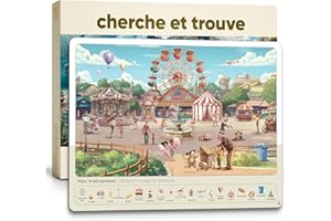 SMART PANDA Cherche et trouve pour enfants – Jeu d’observation réutilisable – 10 grandes scènes sur ardoises effaçables, A-Z Alphabet et Écriture – Kit complet avec feutres et rffaceur, 3 à 6 ans