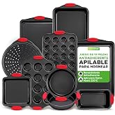 Nutrichef Set of 10 Baking Moulds, Baking Set, Pastry Set, Non-Stick, Free of PFOA, PFOS, PFTEE, Oven Safe up to 230&deg;C (450&deg;F