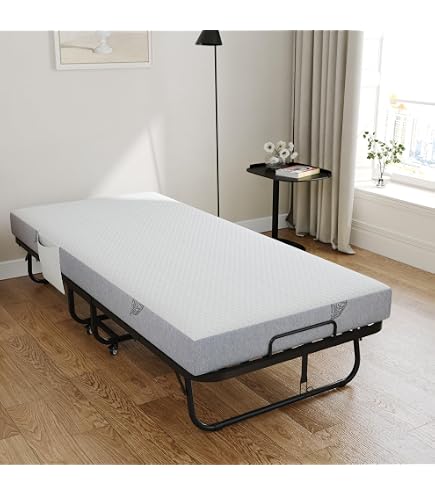 Lit Pliant KESSER 200x90 Cm Avec Matelas Mémoire De Forme – Charge 250 Kg, Roulettes, Rangement Facile, Pour Adulte Voyage - 9