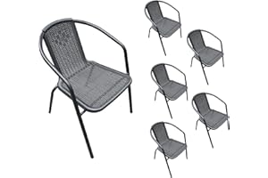 LC Garden »Garvista« 6er Set Bistrostuhl Stapelstuhl in schwarz, Terassenstuhl, stapelbarer Gartenstuhl mit Stahlgestell, Pulverbeschichtet