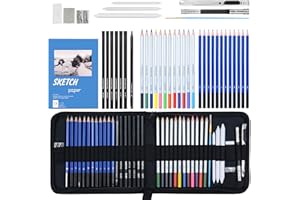 Ninonly 42Stück Zeichenzubehör Zeichenstifte Professionell Set mit Skizzenbuch,Skizzierstiften,Aquarellfarben,Kohlestiften und Graphitstiften Zeichenset für Erwachsene Jugendliche und Anfänger