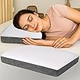 GADDA CO Orthopedic Flat Memory Foam Pillow for Sleeping | Neck & Shoulder Pain Relief | Flat Memory Foam Pillow | Ergonomic Support with Removable Zipper White & Grey Jacquard Cover | 21x15x5 Inch