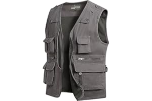 MeiLayM Hombres Al Aire Libre de Pesca Chaleco Casual Respirable Chaleco Ligero Chaleco Cámping sin Mangas Chaleco Bolsillo Múltiple Chalecos Senderismo Utility Chaleco